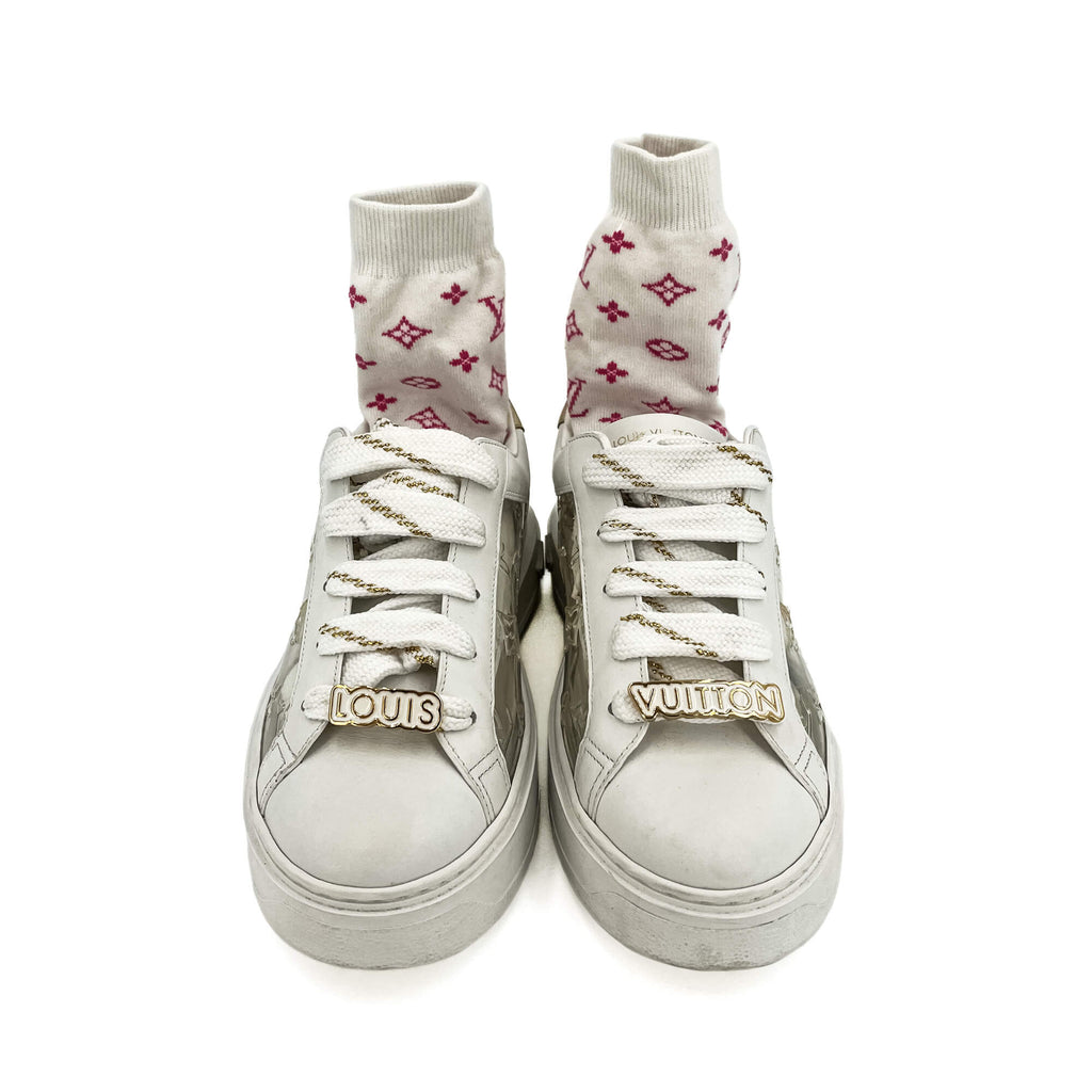 Second hand Louis Vuitton Time out Leather Sneakers With Socks 39 Monogram - Tabita Bags