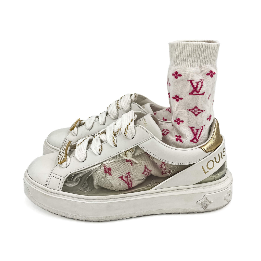 Second hand Louis Vuitton Time out Leather Sneakers With Socks 39 Monogram - Tabita Bags