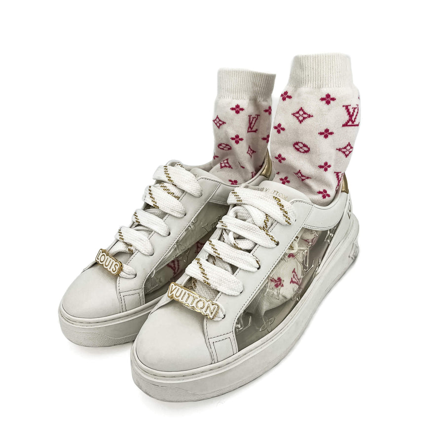 Second hand Louis Vuitton Time out Leather Sneakers With Socks 39 Monogram - Tabita Bags