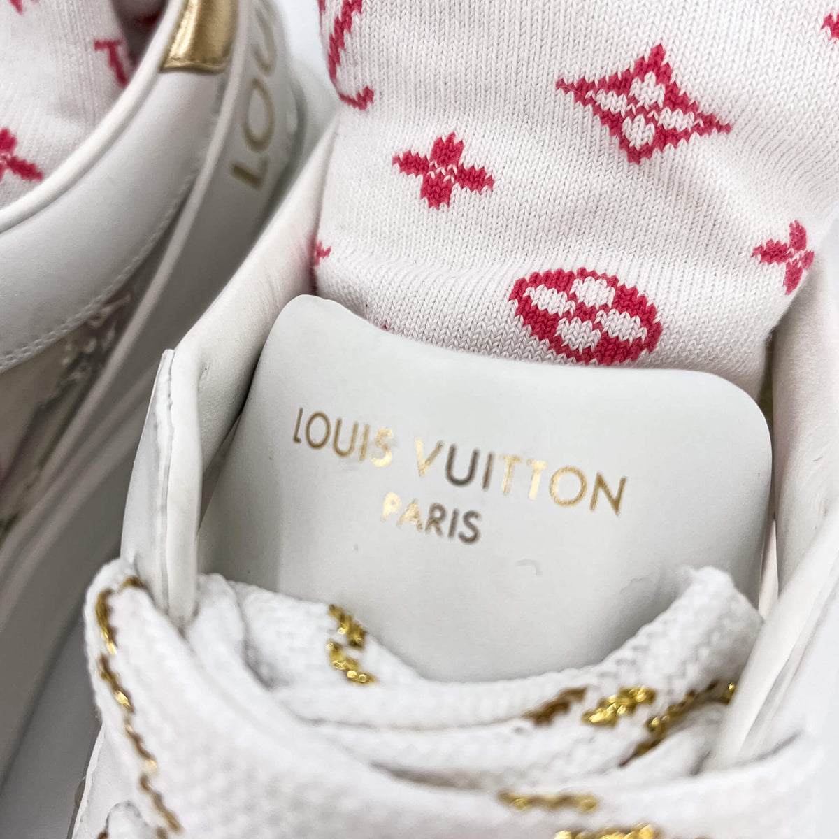 Second hand Louis Vuitton Time out Leather Sneakers With Socks 39 Monogram - Tabita Bags