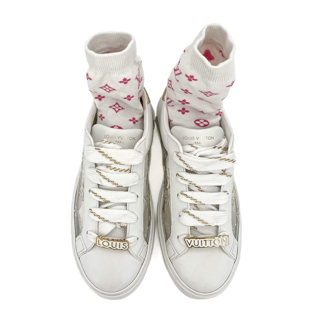 Second hand Louis Vuitton Time out Leather Sneakers With Socks 39 Monogram - Tabita Bags