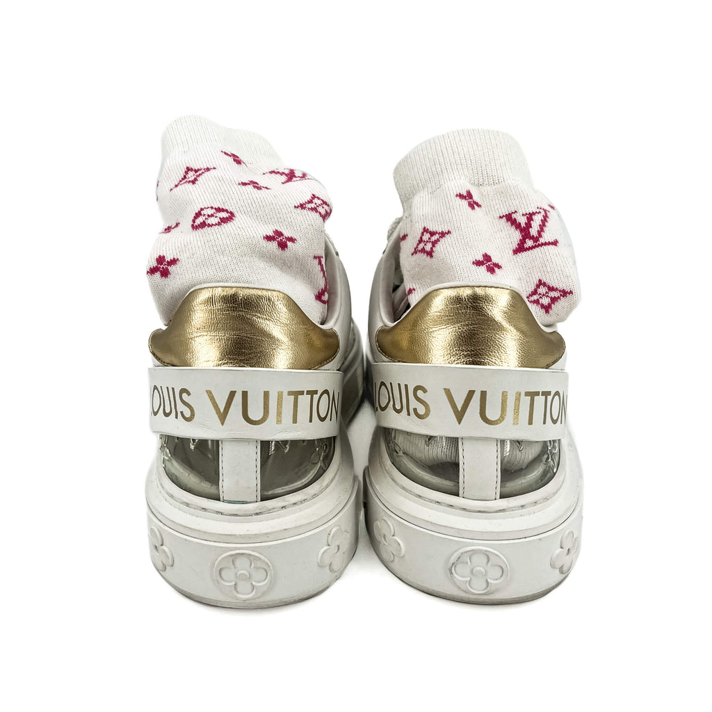 Second hand Louis Vuitton Time out Leather Sneakers With Socks 39 Monogram - Tabita Bags