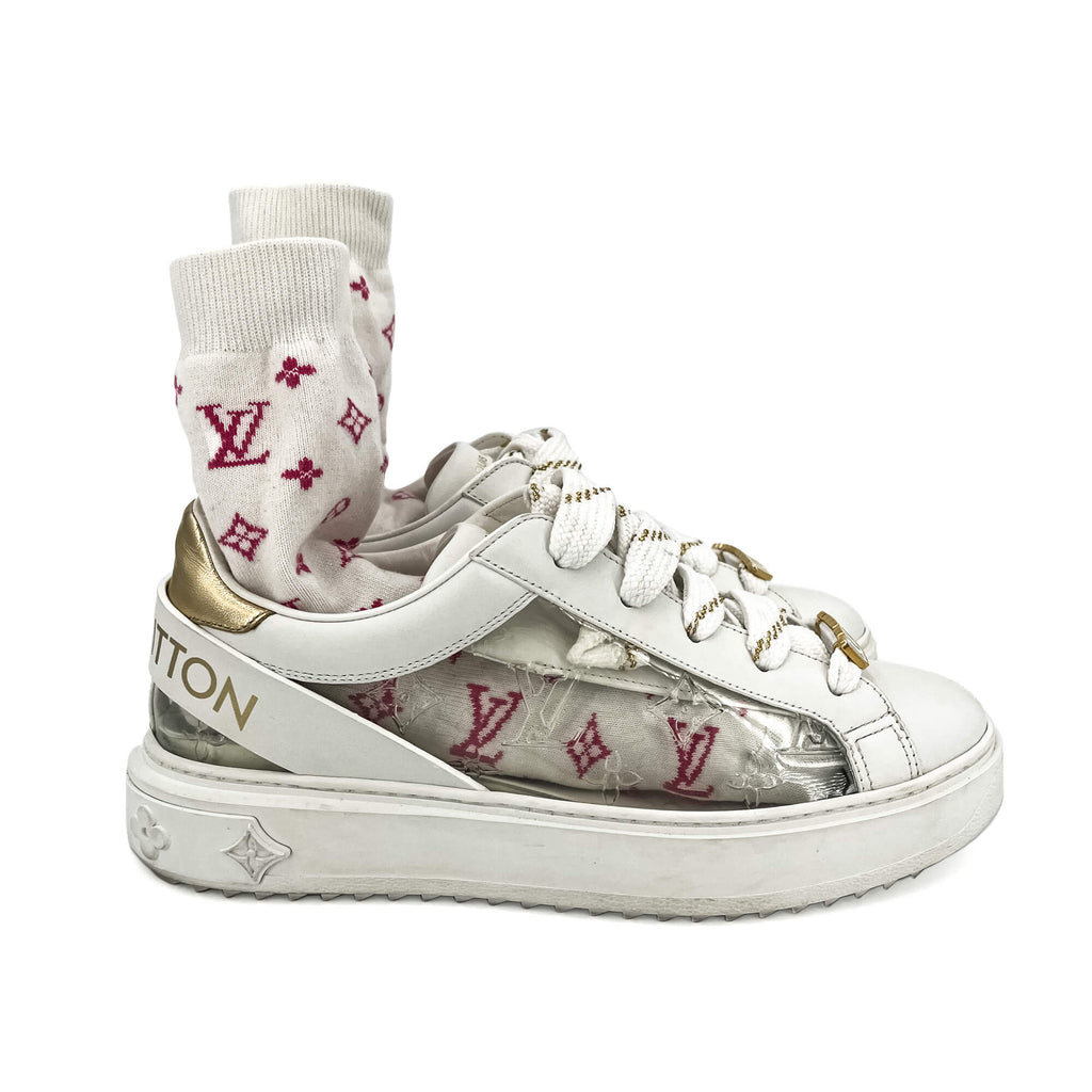 Second hand Louis Vuitton Time out Leather Sneakers With Socks 39 Monogram - Tabita Bags