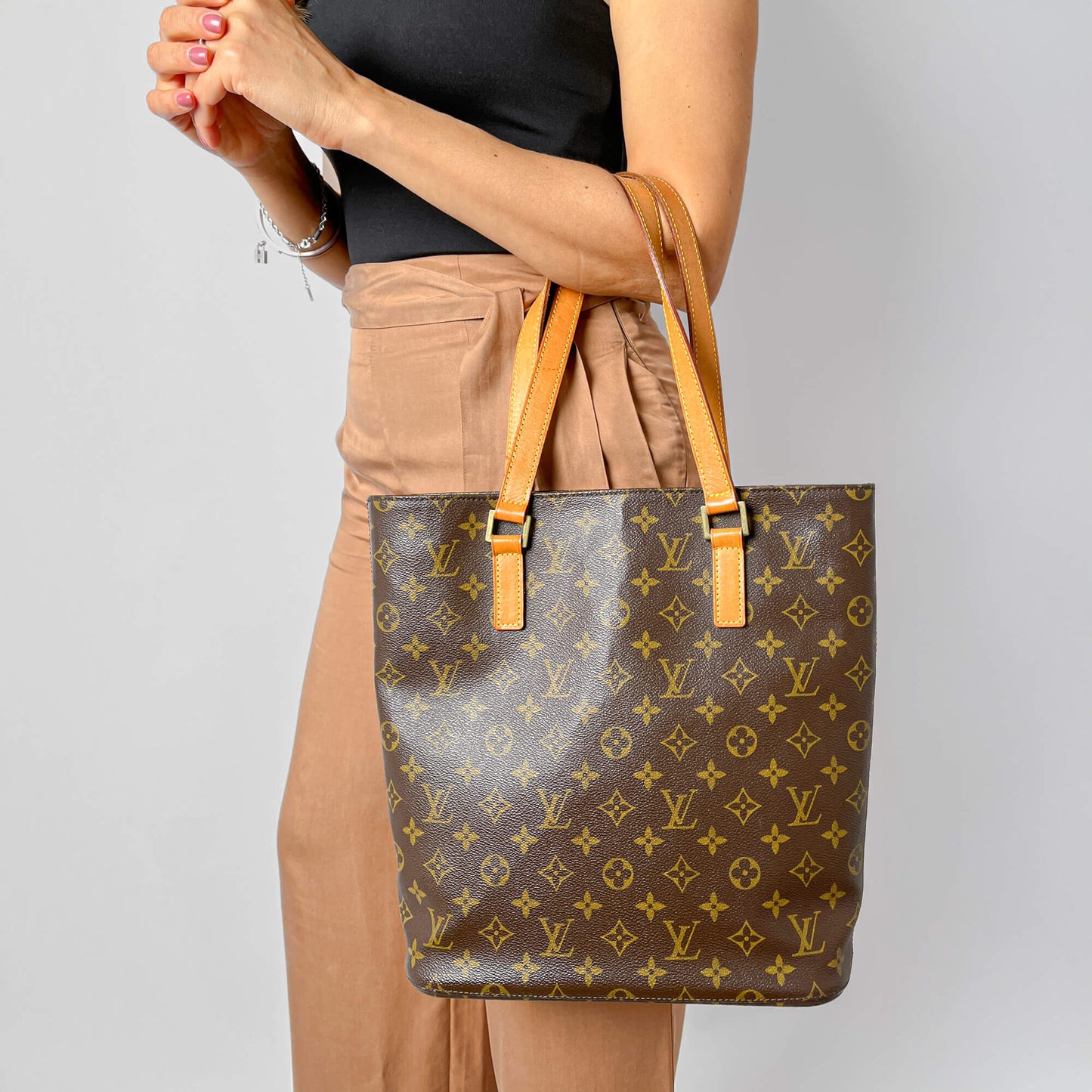 Second hand Louis Vuitton Vavin GM Canvas Tote Handbag Brown - Tabita Bags
