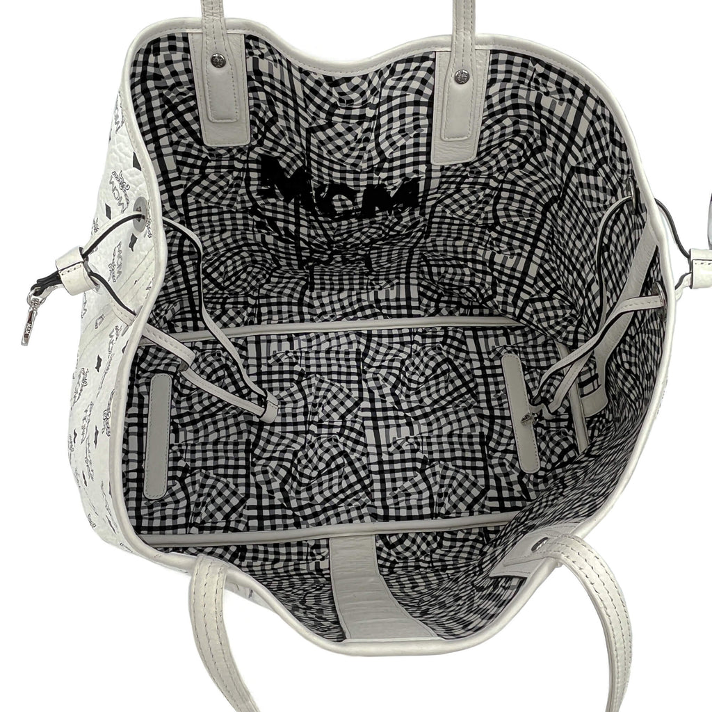 Second hand MCM Reversible Liz Large Visetos Canvas Shopper Shoulder Bag Black & White - Tabita Bags