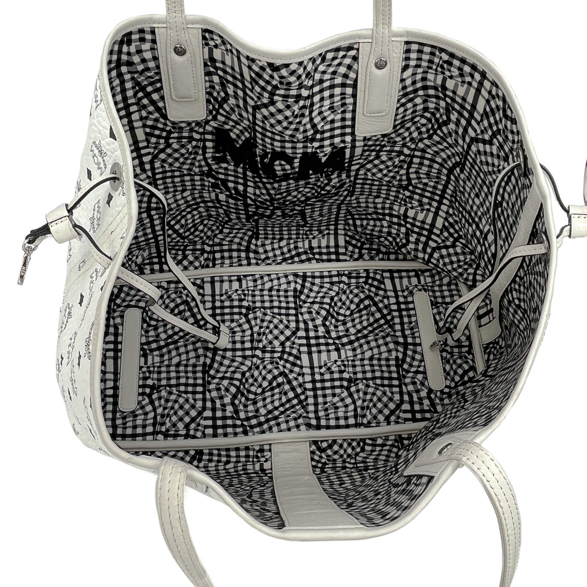 Second hand MCM Reversible Liz Large Visetos Canvas Shopper Shoulder Bag Black & White - Tabita Bags