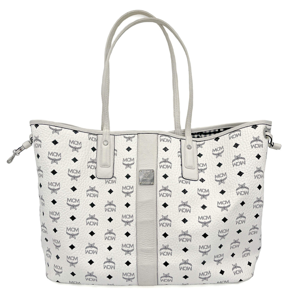 Second hand MCM Reversible Liz Large Visetos Canvas Shopper Shoulder Bag Black & White - Tabita Bags