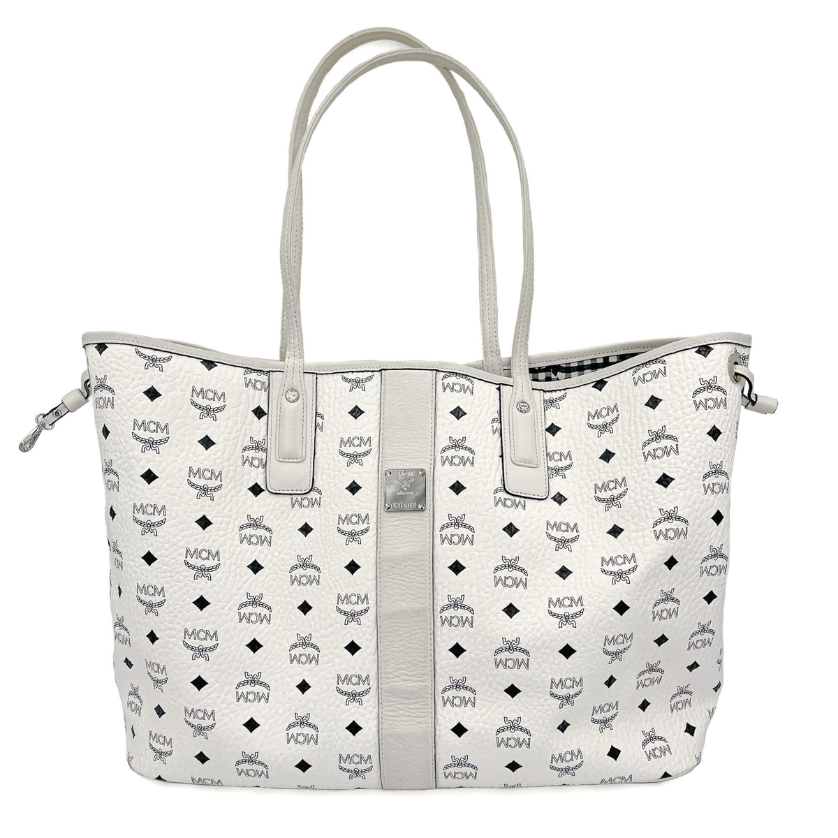 Second hand MCM Reversible Liz Large Visetos Canvas Shopper Shoulder Bag Black & White - Tabita Bags