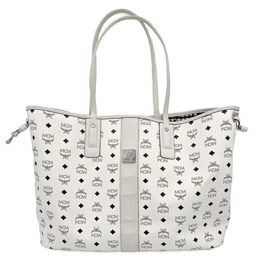 Second hand MCM Reversible Liz Large Visetos Canvas Shopper Shoulder Bag Black & White - Tabita Bags