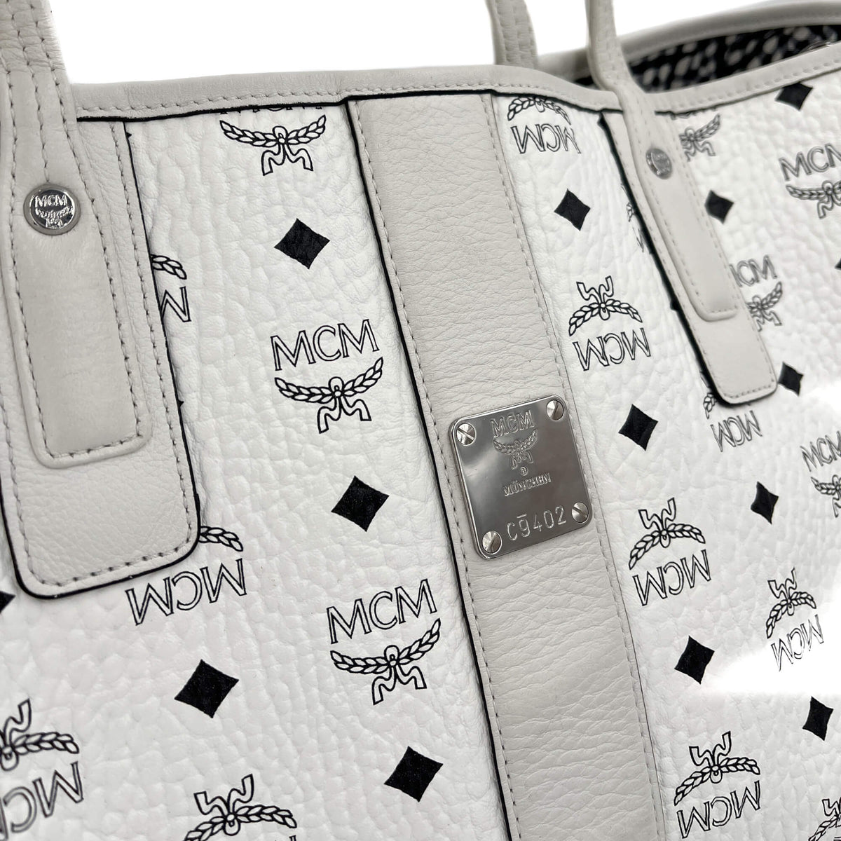 Second hand MCM Reversible Liz Large Visetos Canvas Shopper Shoulder Bag Black & White - Tabita Bags