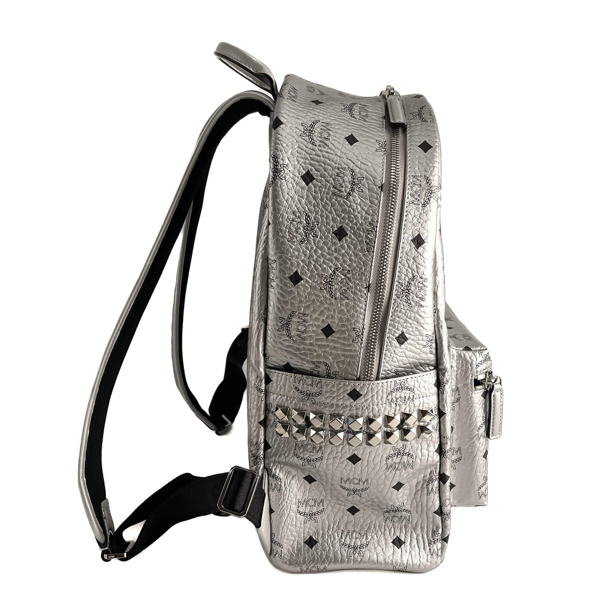 Second hand MCM Stark Medium Visetos Canvas Backpack Metallic - Tabita Bags
