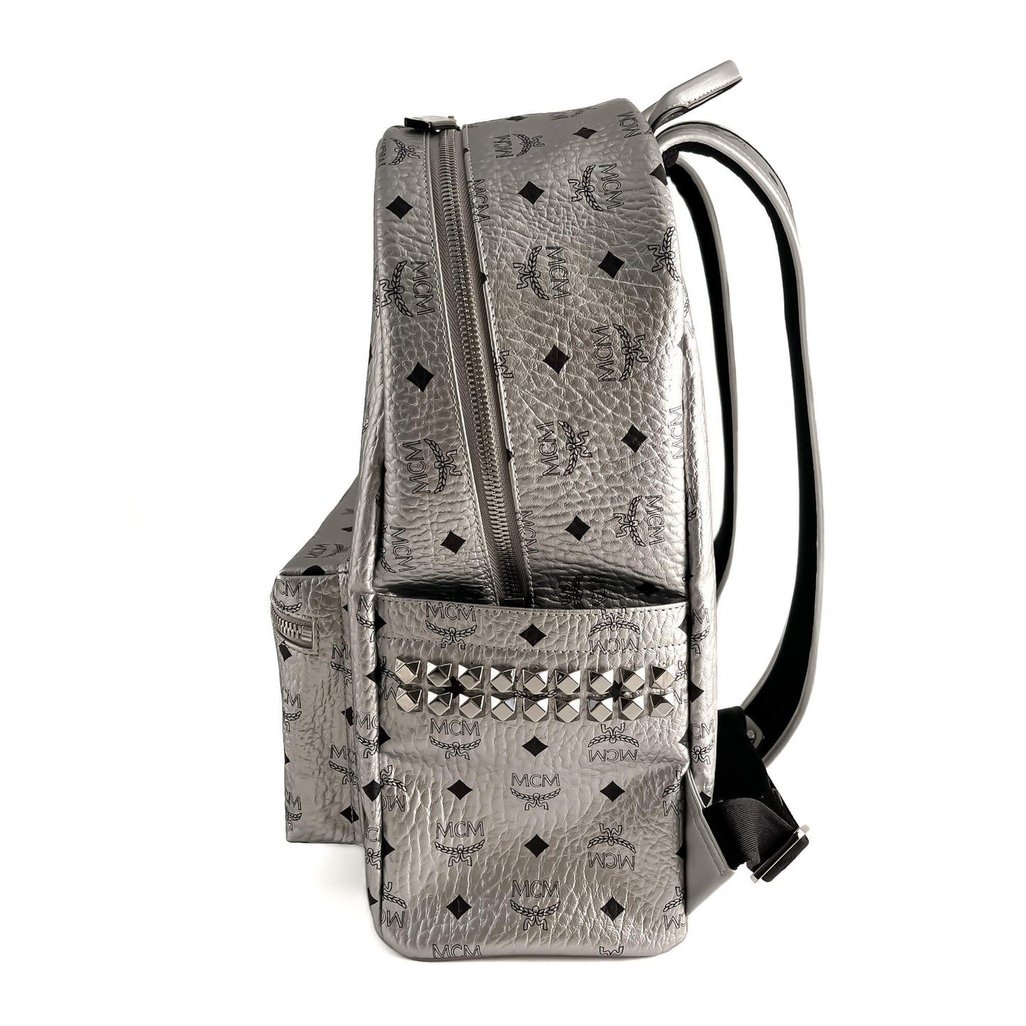 Second hand MCM Stark Medium Visetos Canvas Backpack Metallic - Tabita Bags