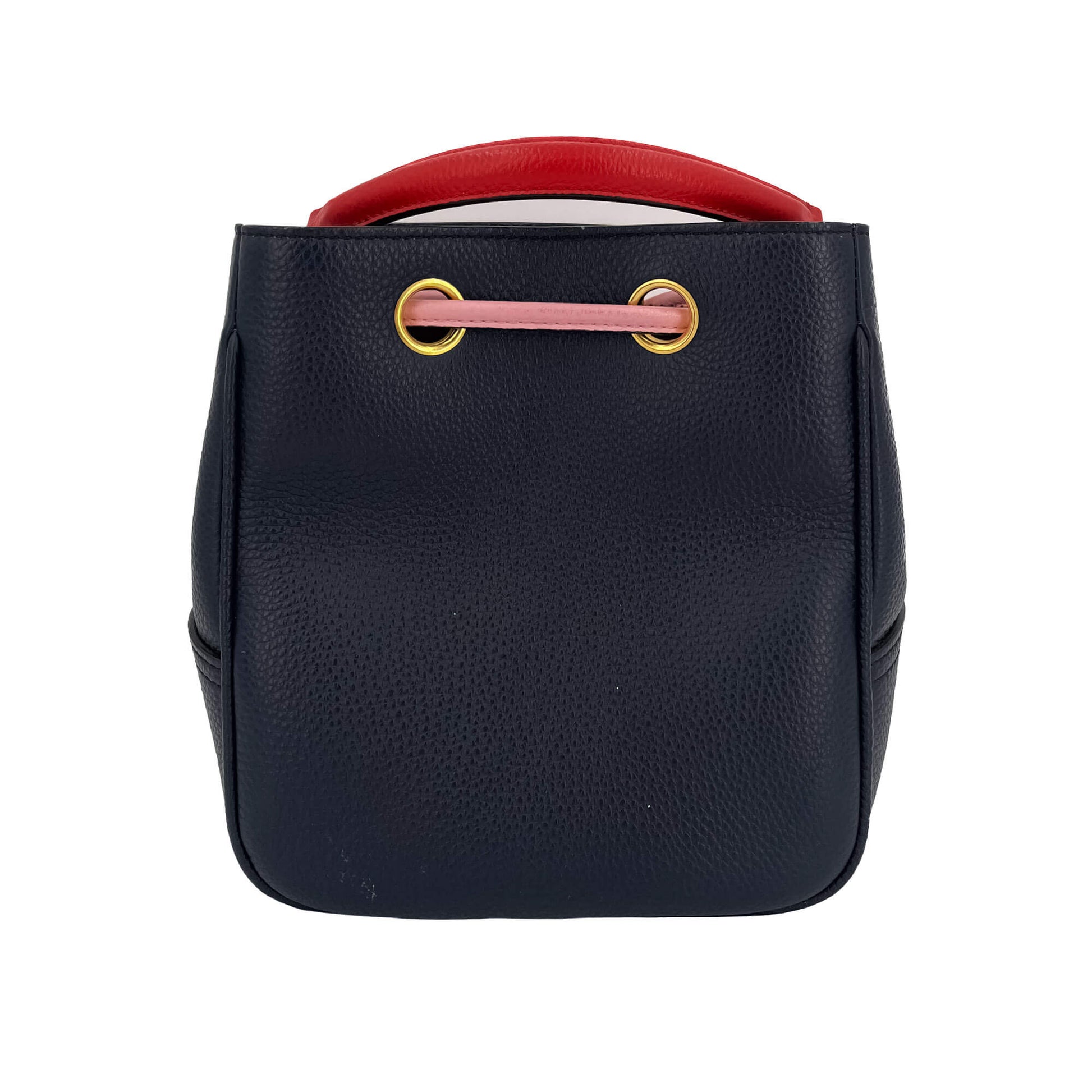 Second hand Mulberry Hampstead Mini 2 - Ways Bucket Bag Blue Navy, pink and red. - Tabita Bags