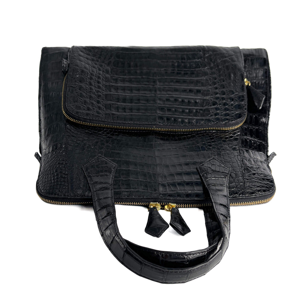 Second hand Nancy Gonzales Top - handle Exotic Leather Handbag Black - Tabita Bags