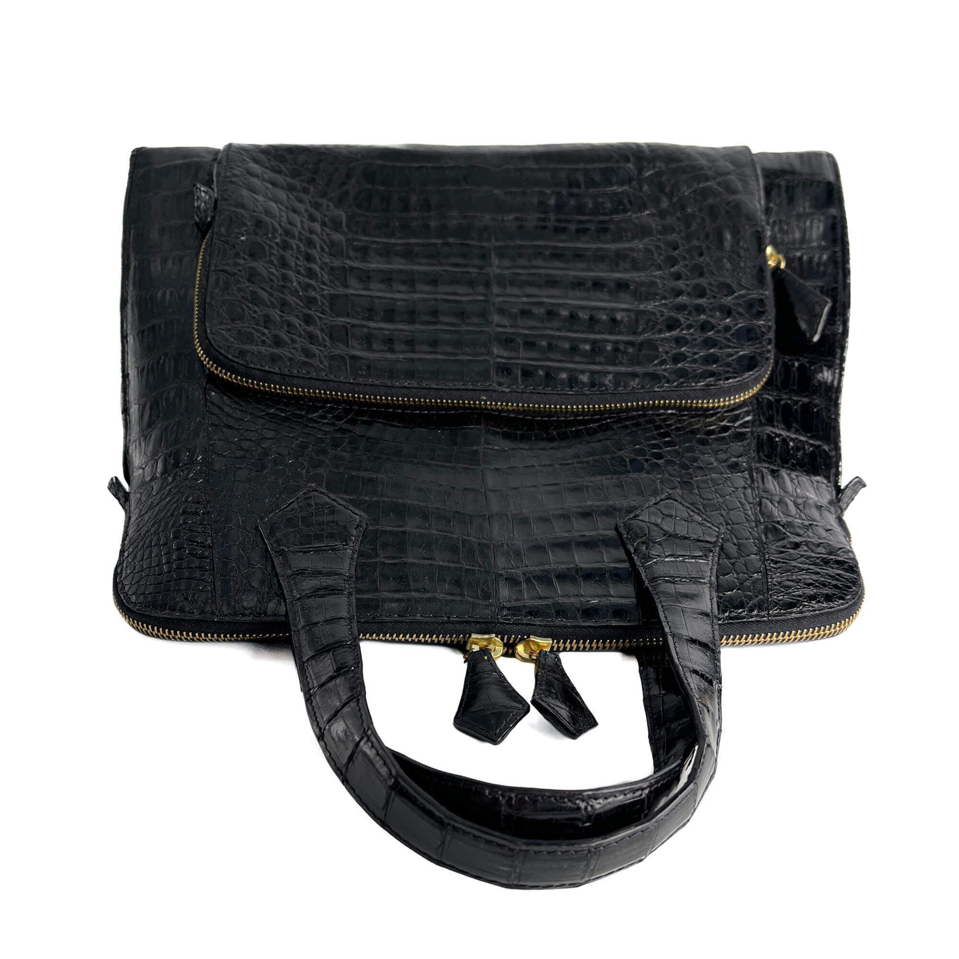 Second hand Nancy Gonzales Top - handle Exotic Leather Handbag Black - Tabita Bags