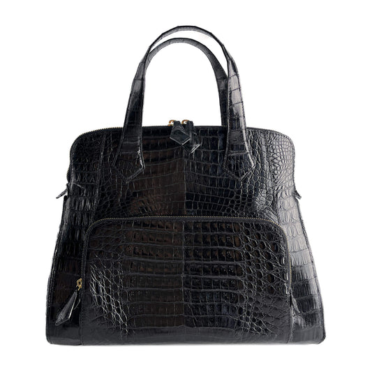 Second hand Nancy Gonzales Top - handle Exotic Leather Handbag Black - Tabita Bags