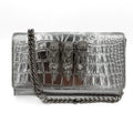 Second hand Philipp Plein Flap Clutch Small Calf Leather Leather 2 - Ways Croco Print Silver - Tabita Bags