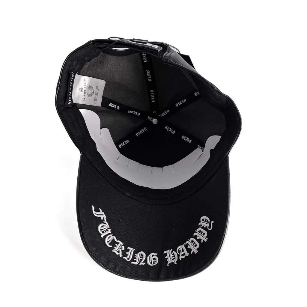 Second hand Philipp Plein Gothic Micro Polyurethane Fabric Baseball Cap 62 Black - Tabita Bags