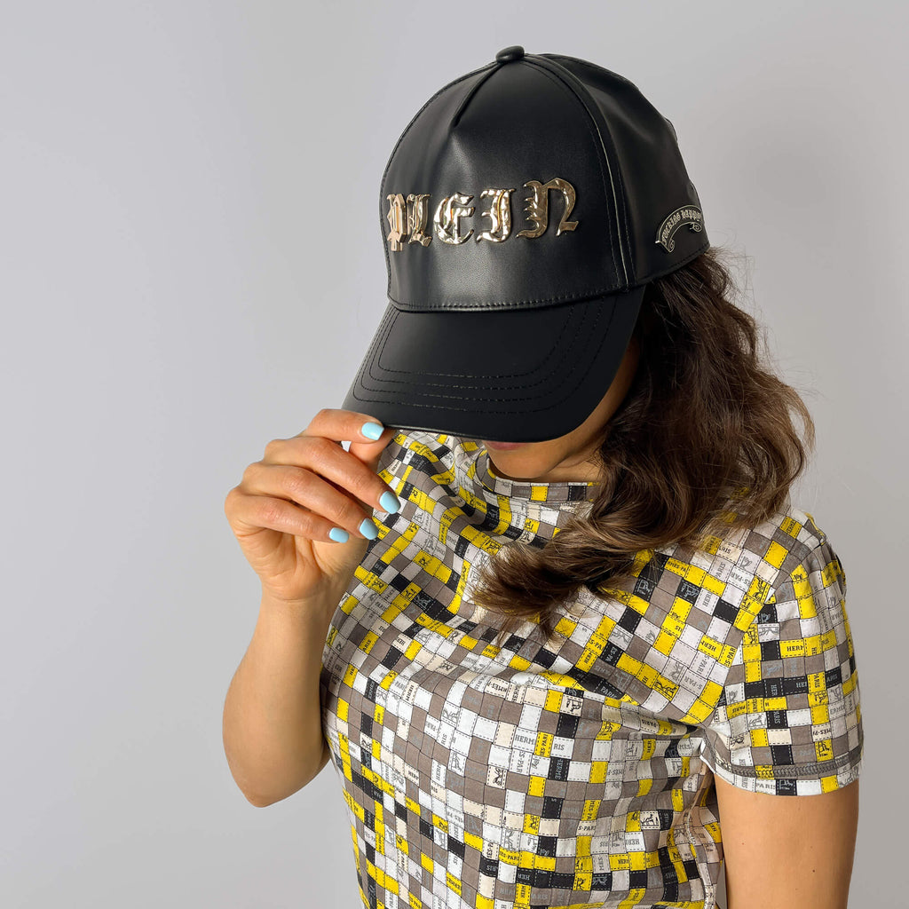 Second hand Philipp Plein Gothic Micro Polyurethane Fabric Baseball Cap 62 Black - Tabita Bags