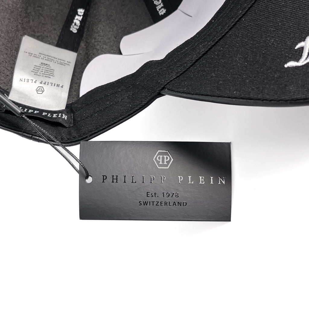 Second hand Philipp Plein Gothic Micro Polyurethane Fabric Baseball Cap 62 Black - Tabita Bags