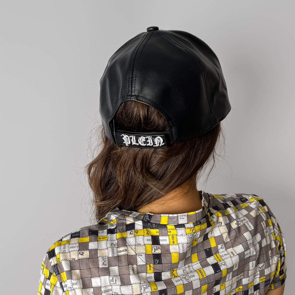 Second hand Philipp Plein Gothic Micro Polyurethane Fabric Baseball Cap 62 Black - Tabita Bags