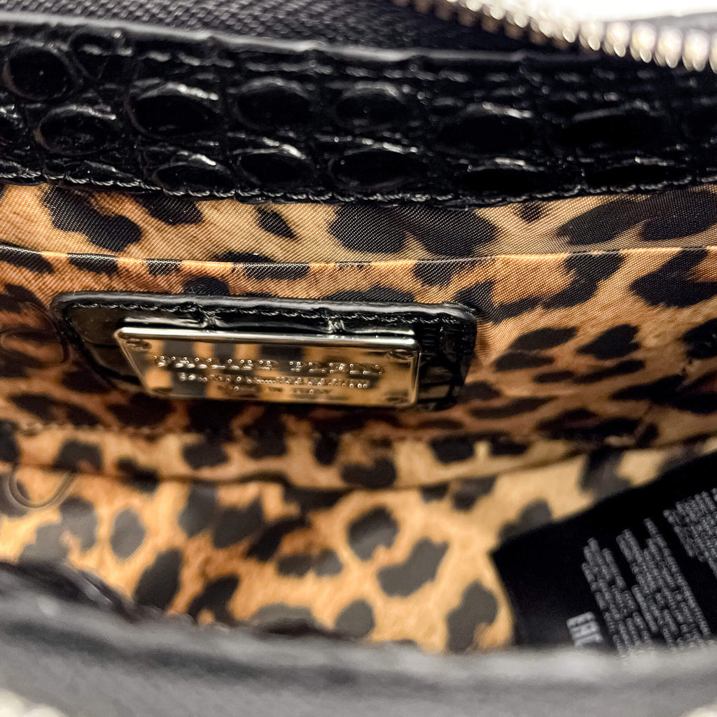 Second hand Philipp Plein Hexagon Croco Printed Leather Hobo Shoulder Bag Black - Tabita Bags