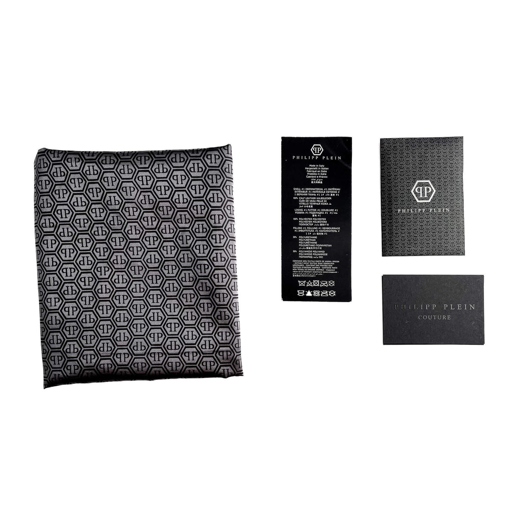 Second hand Philipp Plein Hexagon Croco Printed Leather Hobo Shoulder Bag Black - Tabita Bags