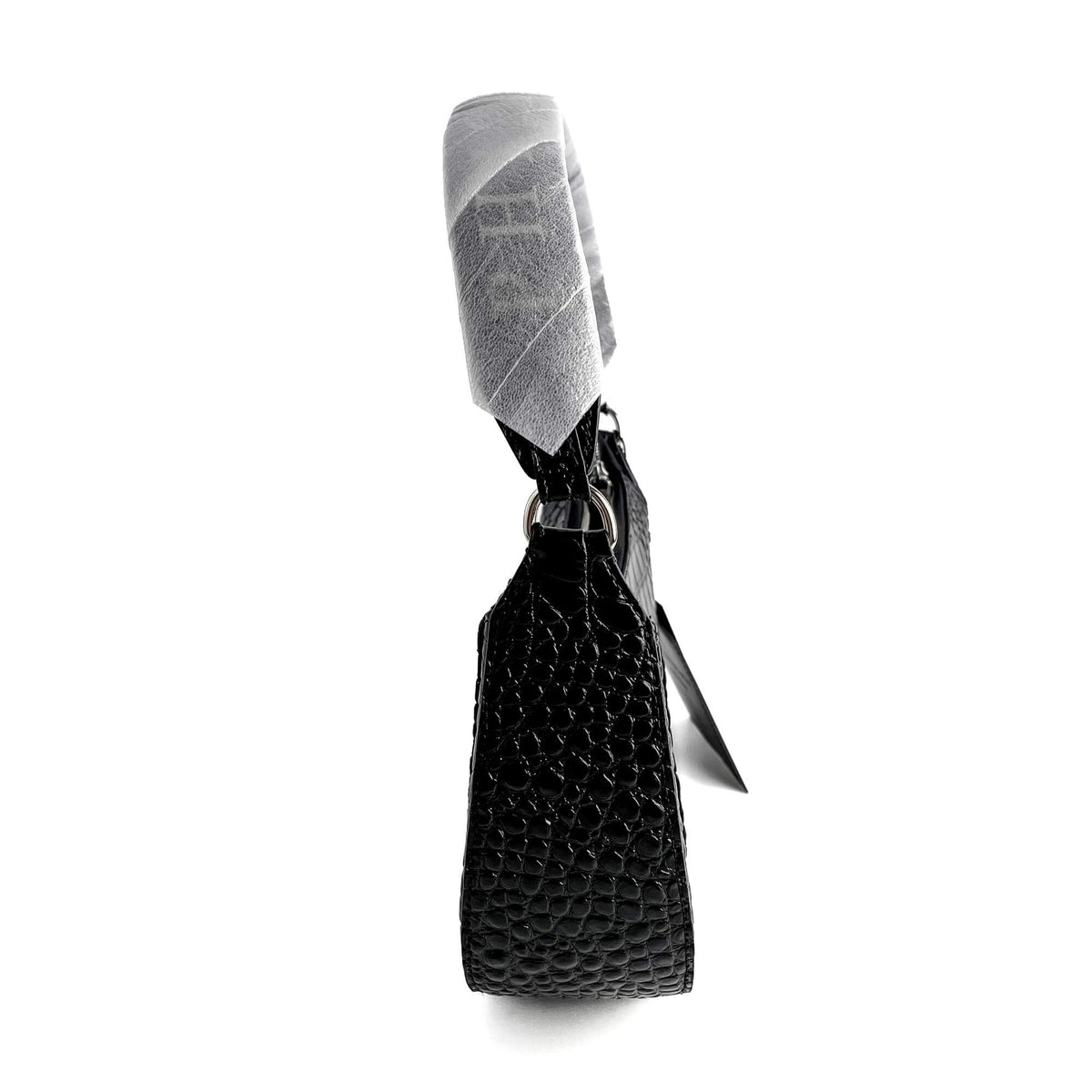 Second hand Philipp Plein Hexagon Croco Printed Leather Hobo Shoulder Bag Black - Tabita Bags