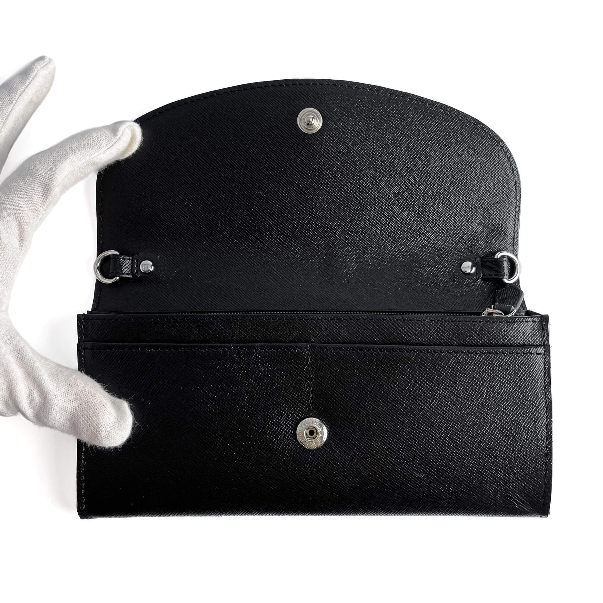 Second hand Philipp Plein Hexagon Saffiano leather Leather 2 - Ways Wallet on Chain Crossbody Black - Tabita Bags