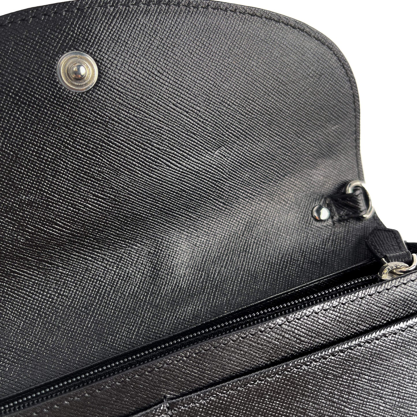 Second hand Philipp Plein Hexagon Saffiano leather Leather 2 - Ways Wallet on Chain Crossbody Black - Tabita Bags