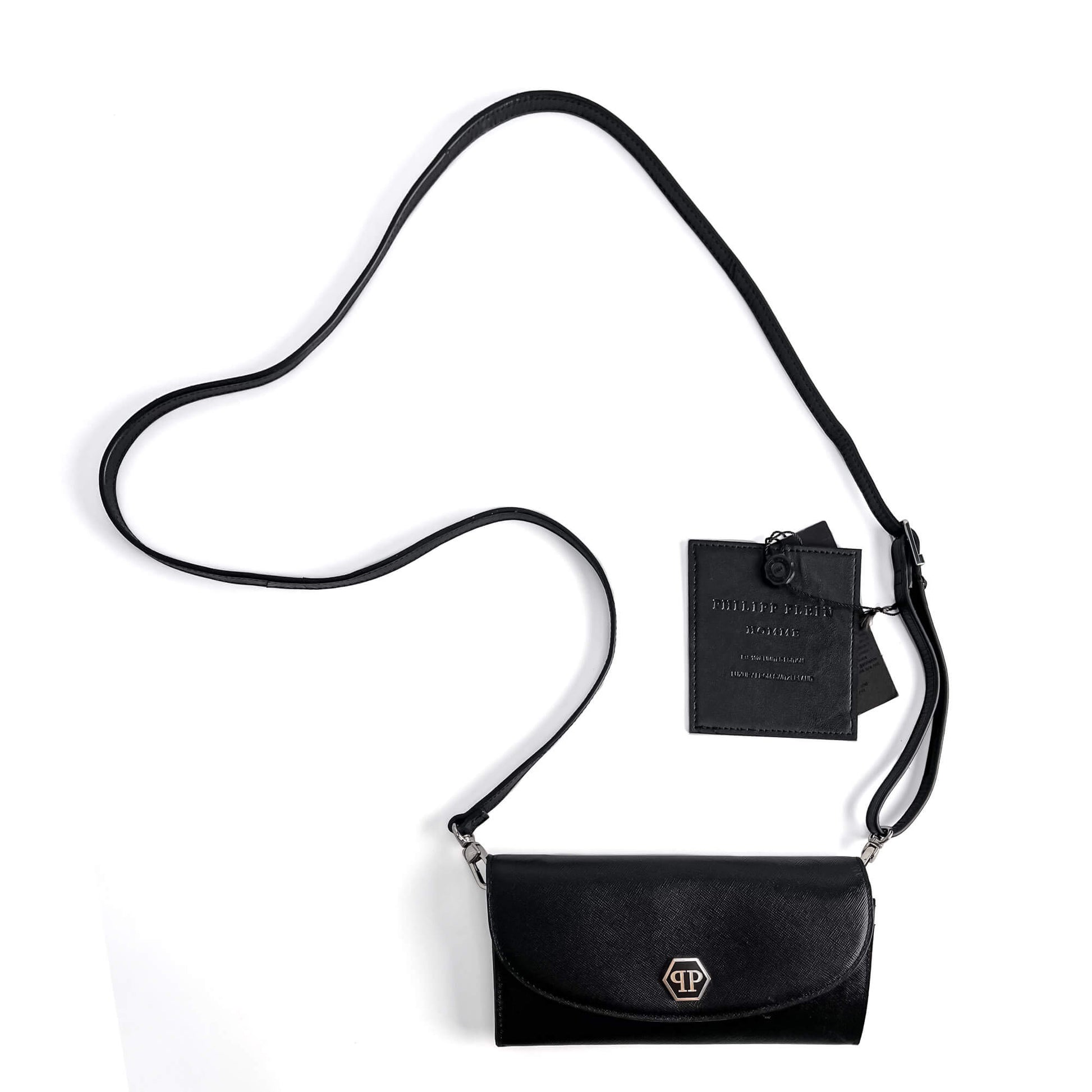Second hand Philipp Plein Hexagon Saffiano leather Leather 2 - Ways Wallet on Chain Crossbody Black - Tabita Bags