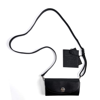 Second hand Philipp Plein Hexagon Saffiano leather Leather 2 - Ways Wallet on Chain Crossbody Black - Tabita Bags