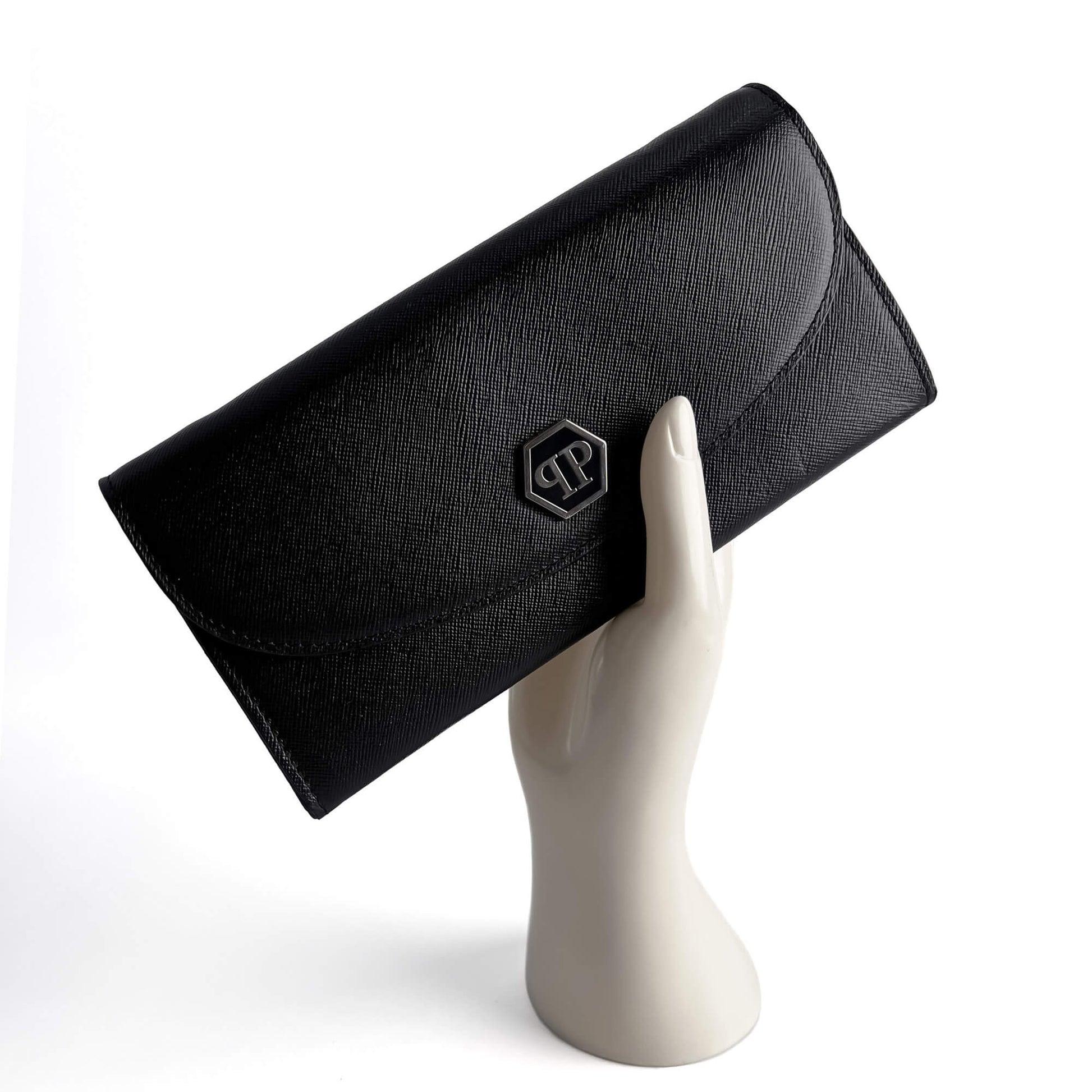 Second hand Philipp Plein Hexagon Saffiano leather Leather 2 - Ways Wallet on Chain Crossbody Black - Tabita Bags