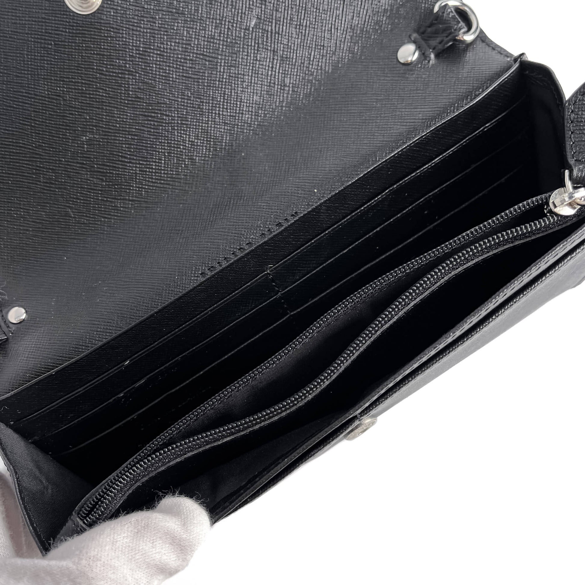 Second hand Philipp Plein Hexagon Saffiano leather Leather 2 - Ways Wallet on Chain Crossbody Black - Tabita Bags