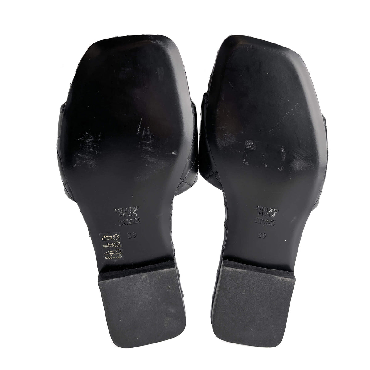 Second hand Philipp Plein Skull Matelasse Textile Fibres And Leather Sandals Black - Tabita Bags