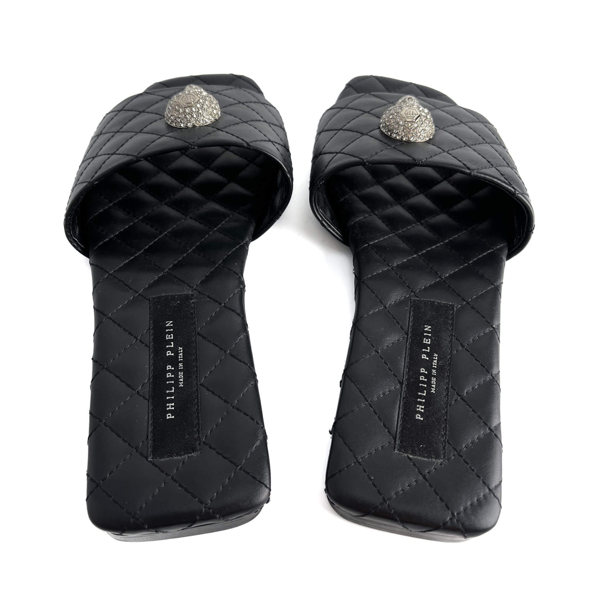 Second hand Philipp Plein Skull Matelasse Textile Fibres And Leather Sandals Black - Tabita Bags