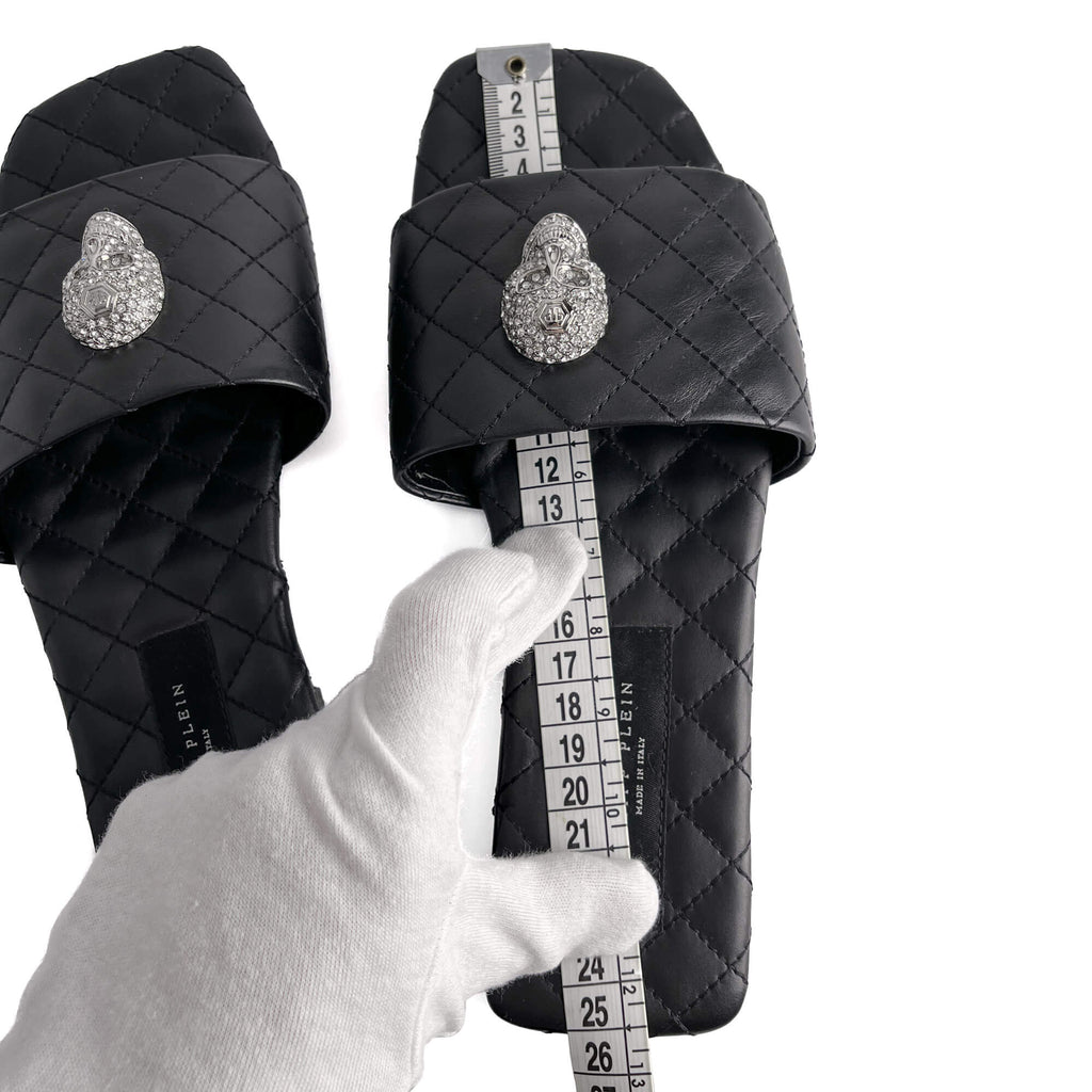 Second hand Philipp Plein Skull Matelasse Textile Fibres And Leather Sandals Black - Tabita Bags