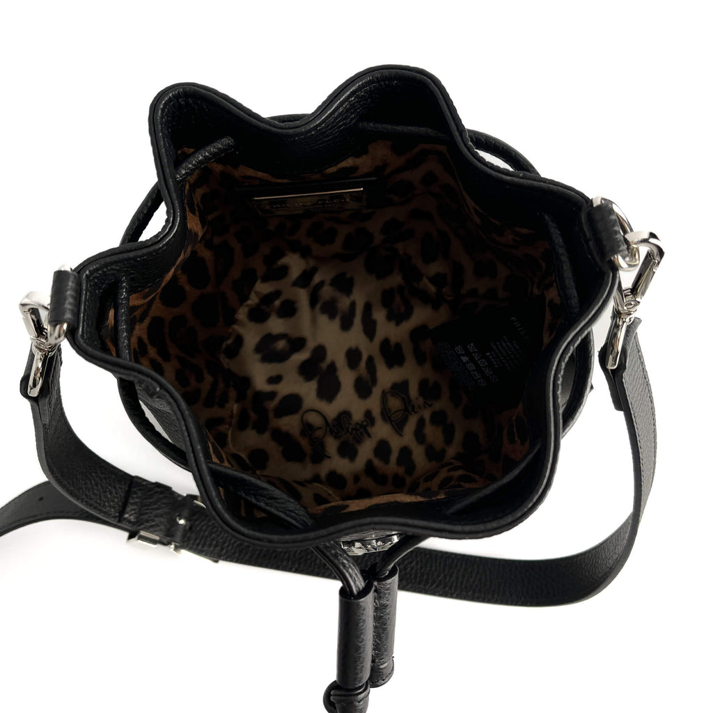 Second hand Philipp Plein Stud Leather Bucket Shoulder Bag Black - Tabita Bags