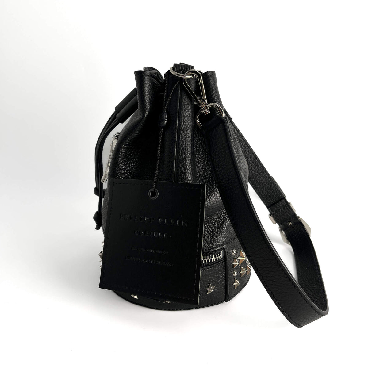 Second hand Philipp Plein Stud Leather Bucket Shoulder Bag Black - Tabita Bags