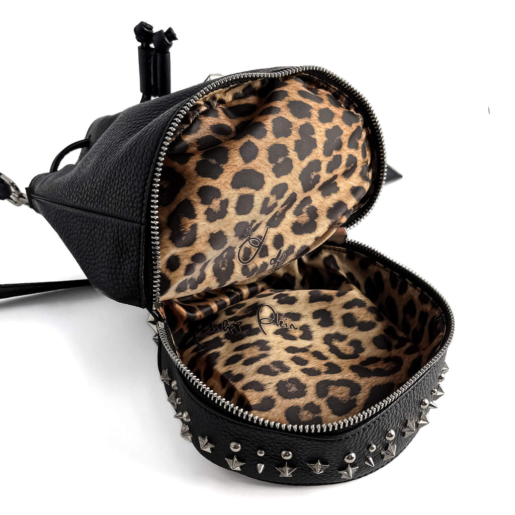 Second hand Philipp Plein Stud Leather Bucket Shoulder Bag Black - Tabita Bags