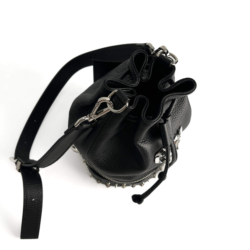 Second hand Philipp Plein Stud Leather Bucket Shoulder Bag Black - Tabita Bags