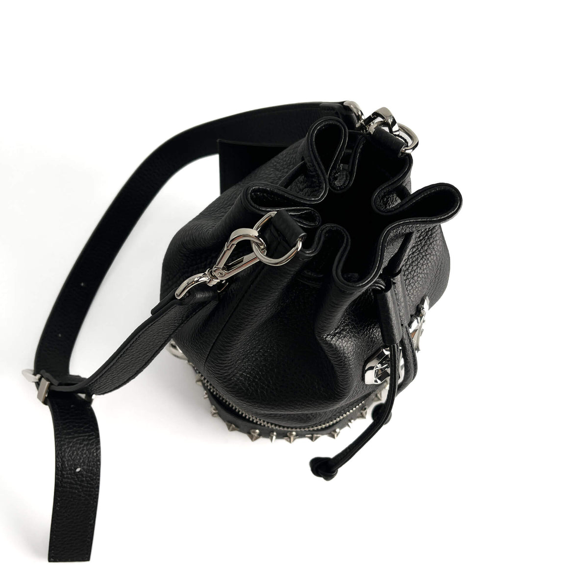 Second hand Philipp Plein Stud Leather Bucket Shoulder Bag Black - Tabita Bags