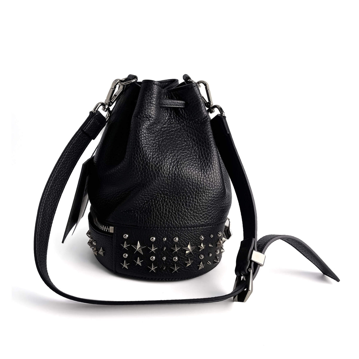 Second hand Philipp Plein Stud Leather Bucket Shoulder Bag Black - Tabita Bags