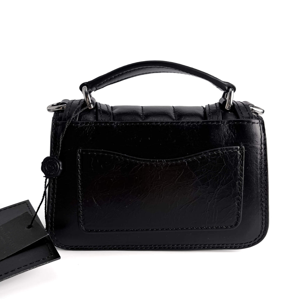 Second hand Philipp Plein Superheroin Hexagon Small Calf Leather 2 - Ways Flap Belt Bag Black - Tabita Bags