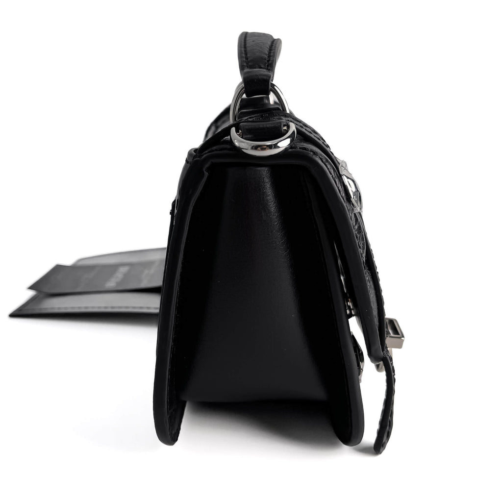 Second hand Philipp Plein Superheroin Hexagon Small Calf Leather 2 - Ways Flap Belt Bag Black - Tabita Bags