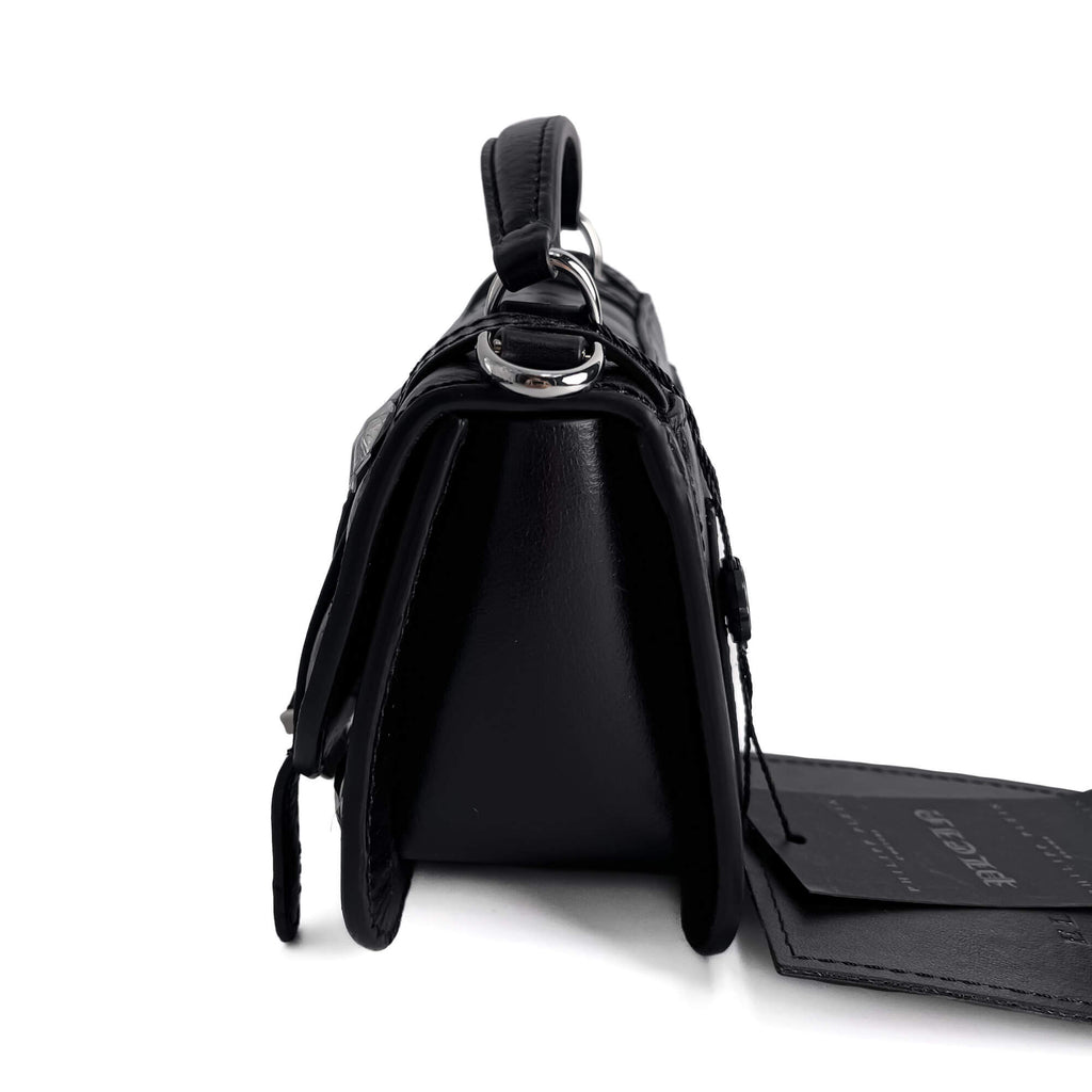 Second hand Philipp Plein Superheroin Hexagon Small Calf Leather 2 - Ways Flap Belt Bag Black - Tabita Bags