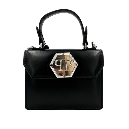 Second hand Philipp Plein Superheroin Hexagon Small Calf Leather Leather 2-Ways Top-handle Bag Black - Tabita Bags