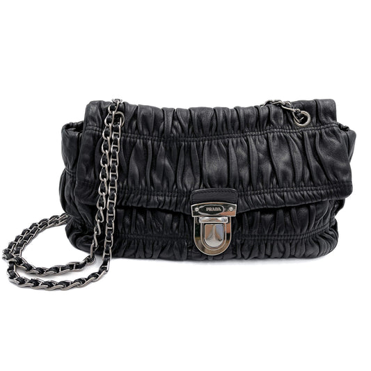 Second hand Prada Baguette Crossbody Vitello Leather 2 - Ways Black - Tabita Bags