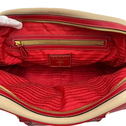 Second hand Prada Bowler Shoulder Bag Canapa Canvas Bicolor - Tabita Bags