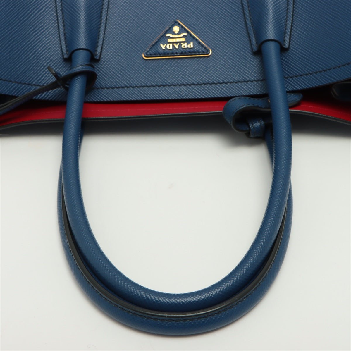 Second hand Prada Double Saffiano Leather 2 - Ways Tote Bag Blue - Tabita Bags